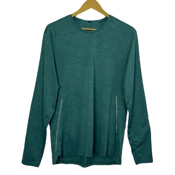 Lululemon Fast Free Long Sleeve Running Shirt Mens Large Green Reflective Tee - Picture 1 of 5